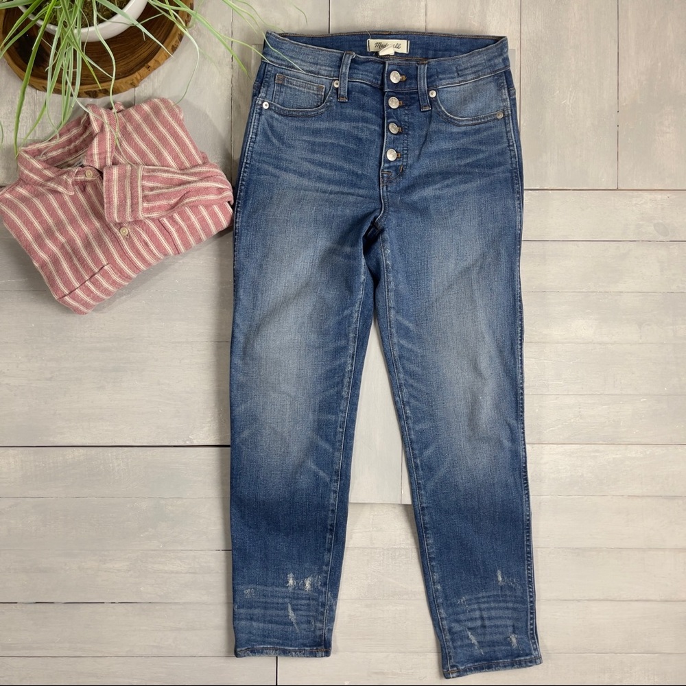 Madewell Slim Straight Jeans: Distressed Button-Front Edition - Picture 2 of 16